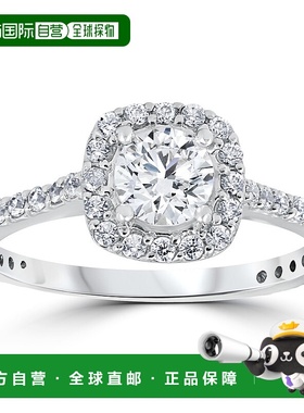 自营 pompeii31 1/5 克拉圆形钻石垫形光环订婚戒指 10k 白金 - 1