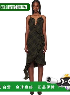 1h可退 香港直邮潮奢 Burberry 巴宝莉 女士 绿色 Check Silk Wra