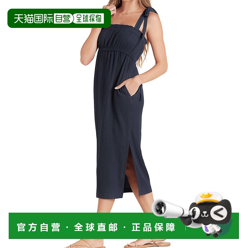 自营bobiWomen's Tied Strap Midi Dress In Navy Blue - navy bl