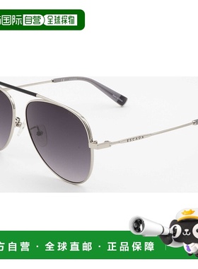 自营 Escada女式58毫米银色太阳镜-闪亮的银色哑光黑色 美国奥莱