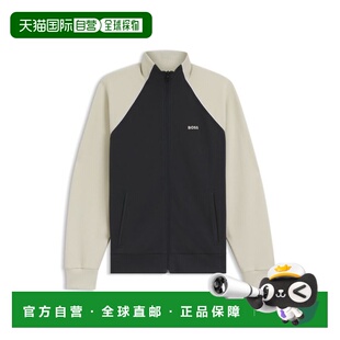 自营bossContrast-piping sweatshirt in a cotton blend - dark