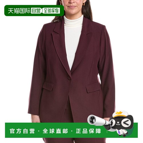 自营Tahari ASL Plus Solid Blazer - Purple 外套美国直发奥莱