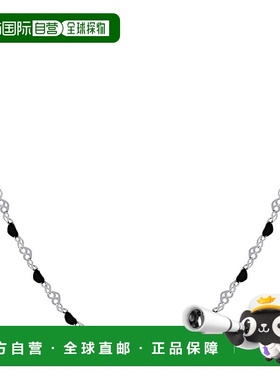 自营 925 纯银 Mimi & Max 黑色珐琅珠心形链站项链 - 18+1 英寸