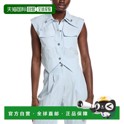 自营Gracia Open V-Bottom Hem Sleeveless Top - blue 美国奥莱