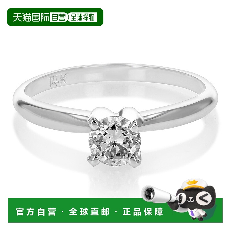 自营 vir jewels0.60 克拉 SI2 H-I 钻石单石订婚戒指 14K 白金圆