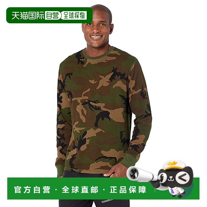 自营Polo Ralph Lauren上衣男式棕色迷彩印花华夫格针织长袖GBO69