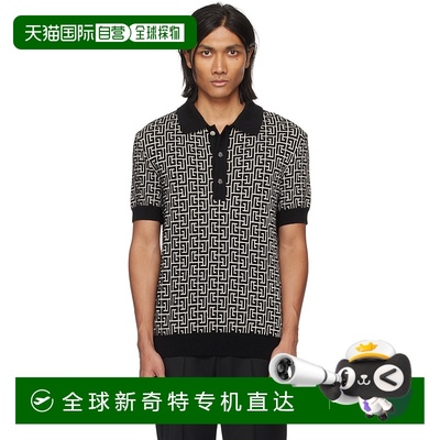 香港直邮潮奢 Balmain 巴尔曼 男士 黑色 & 米色 Monogrammed Pol