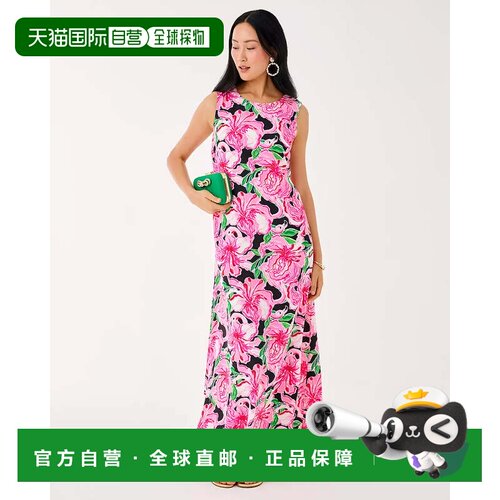 自营lilly pulitzerIris Silk Maxi Dress - onyx party all the