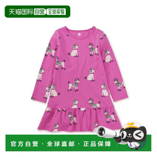 自营tea collection长袖荷叶边下摆连衣裙-poodle promenade 美国