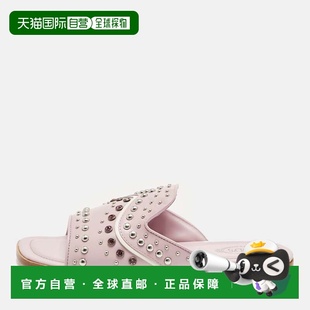 自营Tod's Lilac Leather Crystal Embellished Flat Slides - pu