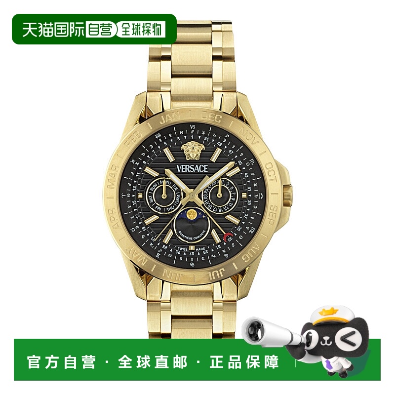 自营versaceV-Galaxy Moonphase Bracelet Watch - gold/gold/bla