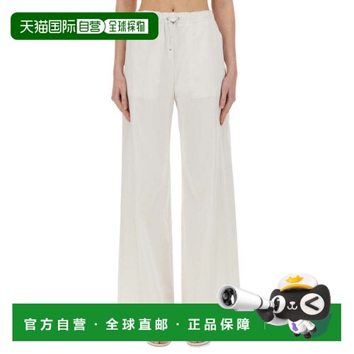自营moschinoHigh-Waisted Drawstring Wide Leg Pants - white