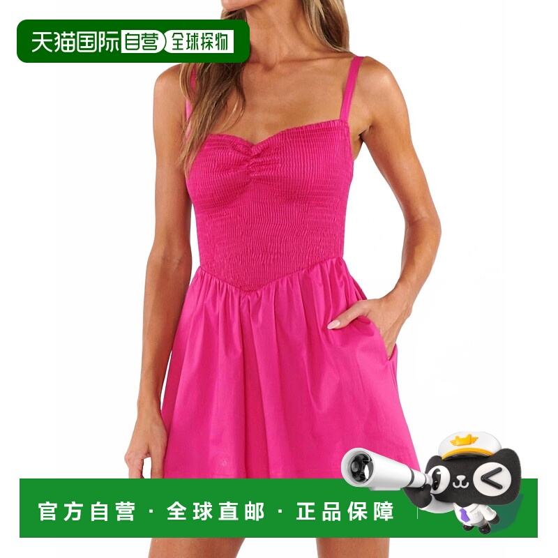 自营show me your mumuDixie迷你连衣裙热粉色-热粉色 美国奥莱直