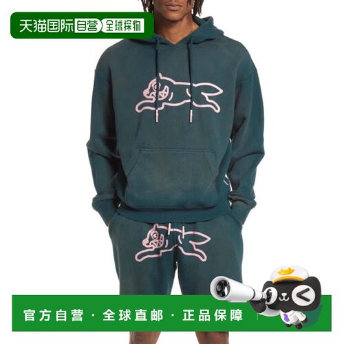 自营Icecream Strato连帽衫男士深蓝绿色图案印花棉质套头衫POSH0