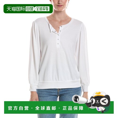 自营Michael Stars Sophy Puff袖Henley t恤-白色 美国奥莱直发