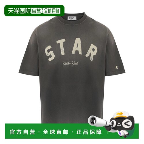 自营golden goose灰色宽松做旧明星t恤-灰色 美国奥莱直发