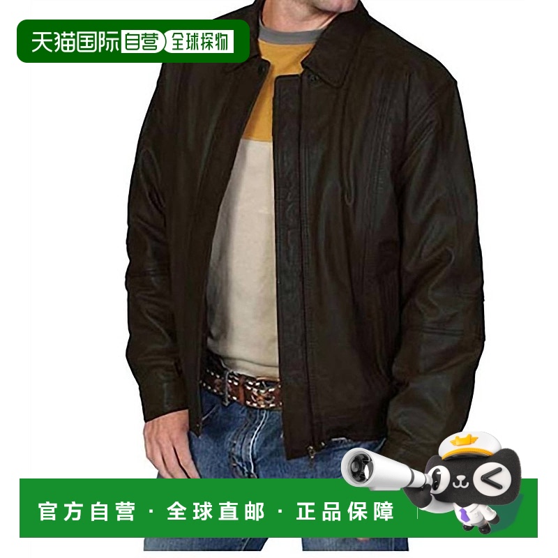 自营 scully男式高级羊皮皮夹克，黑色 美国奥莱直发新款