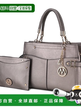 自营 mia k collectionTenna 纯素皮革女式挎包配腕带 - 锡 美国
