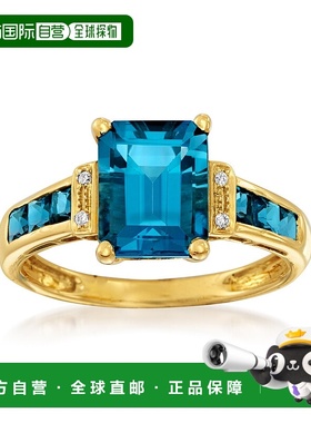 自营 14 克拉黄金 Ross-Simons 伦敦蓝色托帕石戒指 - 蓝色 美国