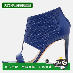 自营Salvatore Ferragamo Blue Perforated Leather Pacella Open