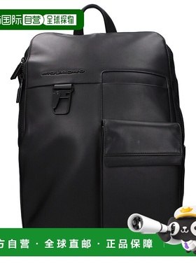 自营Piquadro Leather Men's Backpack - black 美国奥莱直发