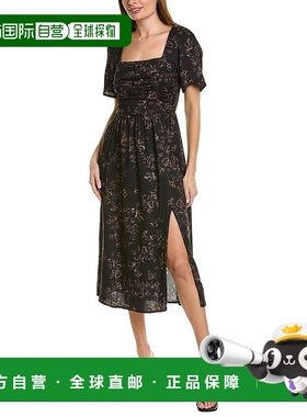 自营saltwater luxe盐水奢华Dean Midi连衣裙-黑色 美国奥莱直发