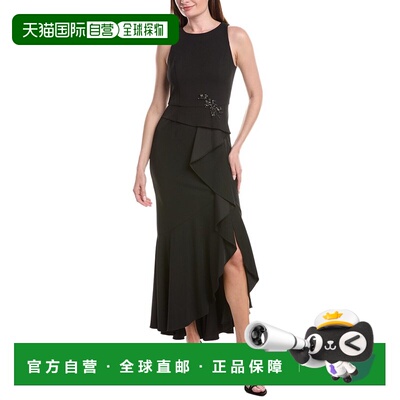 自营Adrianna Papell Beaded Crepe Halter Gown - black 美国奥