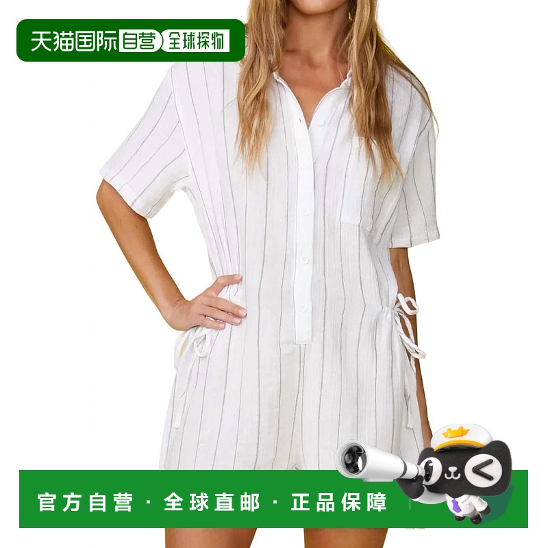 自营 monrow白色细条纹薄纱连衣裤 - 白色 美国奥莱直发