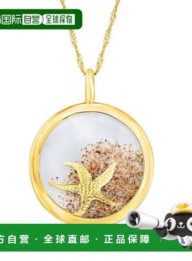 自营 Ross-Simons 14kt 黄金海星和沙水晶吊坠项链 黄色 美国奥莱