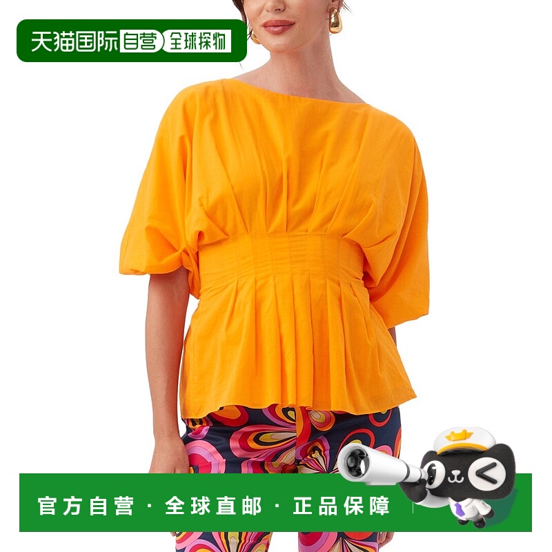自营 Trina Turk Gian 2 Top - Orange 泡泡袖上衣美国直发奥莱