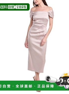 自营 Aidan Mattox弹力Mikado Midi连衣裙-粉红色 美国奥莱直发