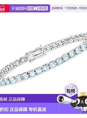 自营925 纯银 Ross-Simons 天蓝色托帕石网球手链 - 7 英寸 美国