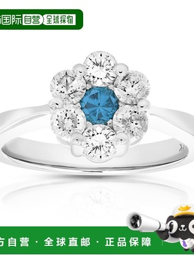 自营 vir jewels1 cttw 蓝色和白色钻石订婚戒指 14K 白金 - 白色
