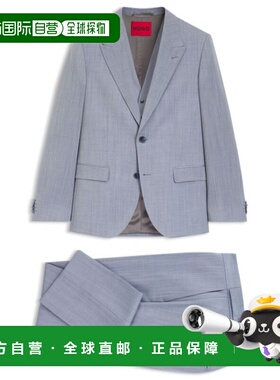 自营hugo bossThree-piece slim-fit suit in wool-blend poplin