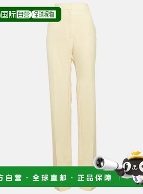 自营The Attico Pastel Yellow Stretch Crepe Straight Leg Trou