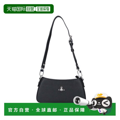 自营vivienne westwood“塔莎”黑色布艺单肩包-黑色 美国奥莱直