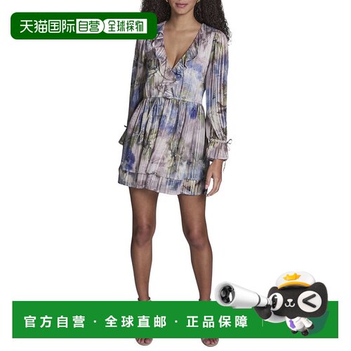 自营BCBG合身喇叭裙-紫色 美国奥莱直发连衣裙性感