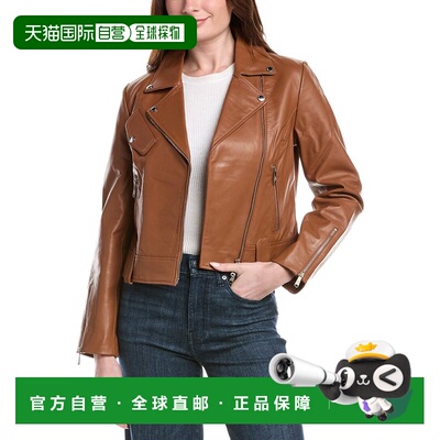 自营Sam Edelman Leather Moto Jacket - brown 美国奥莱直发