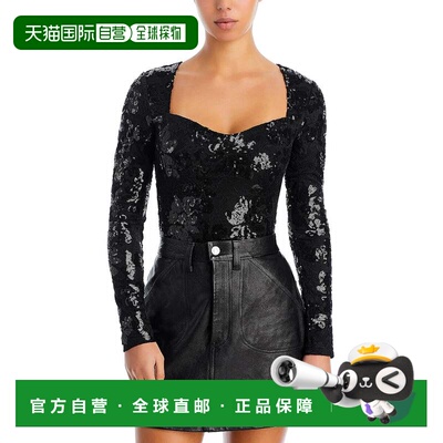 自营Fore Sequin Lace Bodysuit Black Size S - black 美国奥莱
