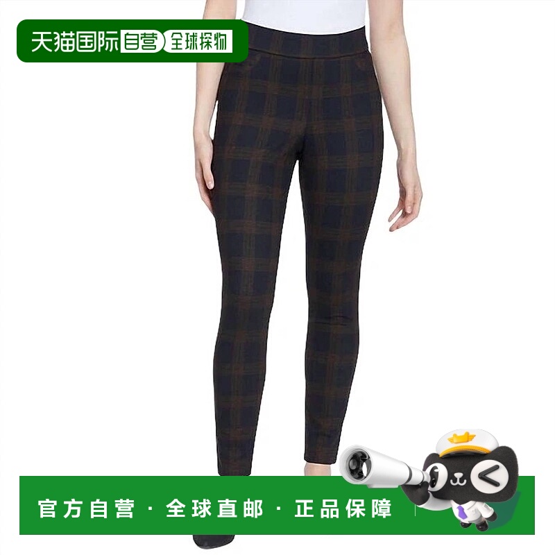 自营nine westHeidi Skinny Plaid Pull-On Pants In Orange/blac