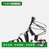 Gladiator 自营Aquazzura Flat Leather Stromboli Black Braided