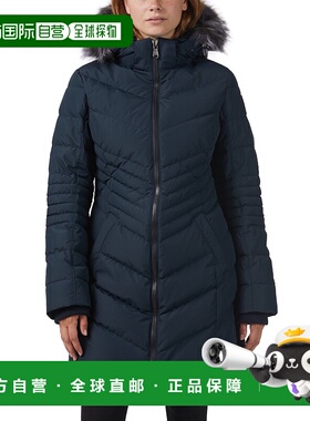 自营 Pajar 女款 Queens 人造毛皮饰边 V 形绗缝中长外套 - 海军/