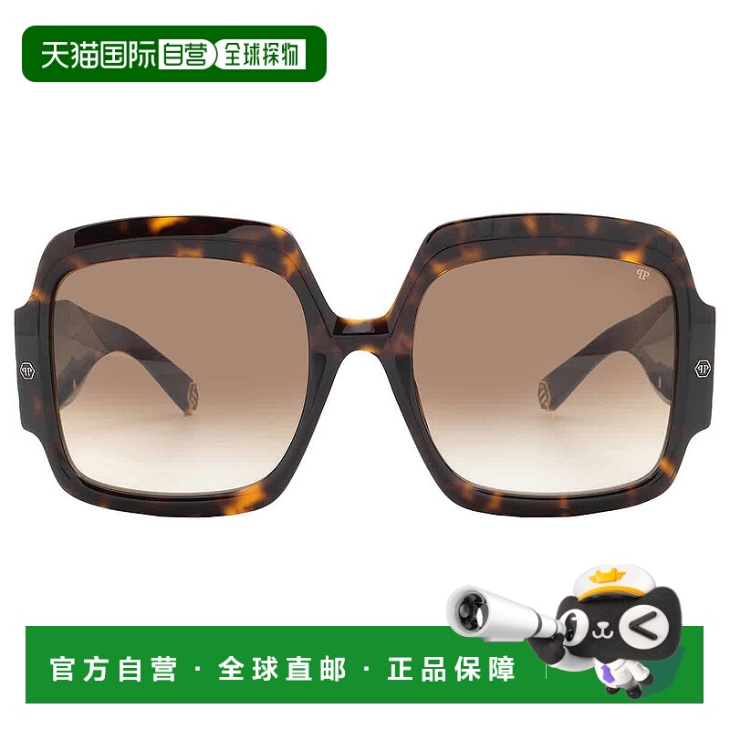 自营Philipp Plein Brown Square Ladies Sunglasses SPP038M 072