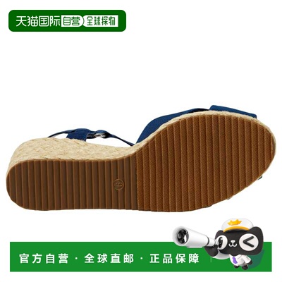 自营Anne Klein Esther坡跟凉鞋海军蓝弹力ESTH01F9-410女式-蓝色