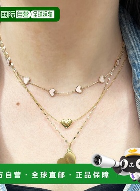 自营 the loveryPink Pearl Heart Station Necklace - pink pear