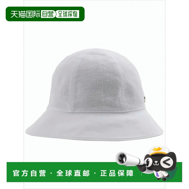 自营helen kaminski亚麻桶帽,精细缝线和徽章-白色 美国奥莱直发