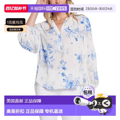 自营NYDJ Puff Sleeve Popover - Brown 奥莱女装直发泡泡袖美国