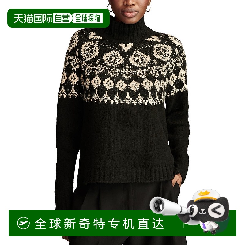 自营lucky brandWomens Printed Knit Mock Turtleneck Sweater -