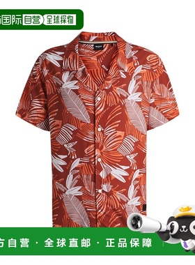 自营 boss常规款海滩衬衫，满版印花-橙色 美国奥莱直发男装