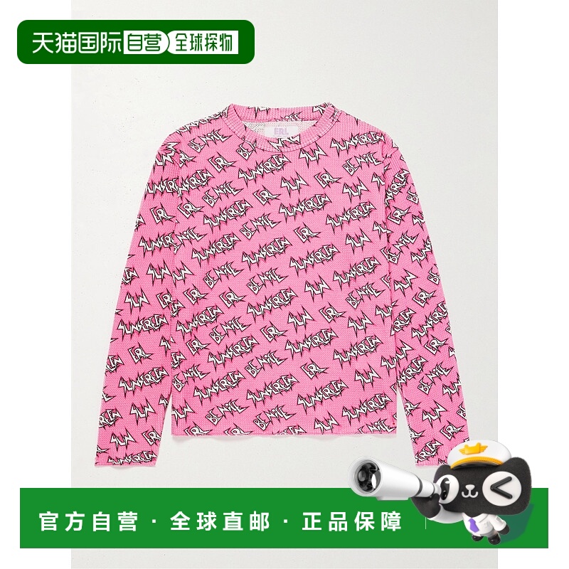 香港直邮潮奢 ERL 女士 徽标印花华尔夫针织棉质T恤 ERL04KT009PI